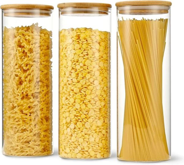 3pcs Glass Storage Canister (Airtight Bamboo Lid)