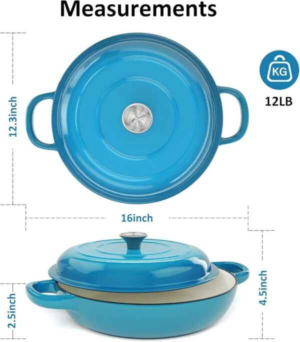 4 Quart Cast Iron (Enameled Casserole Skillet/Braiser)
