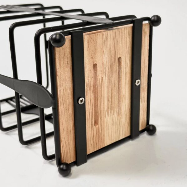 Cutlery Holder (Metal Wire Kitchen Utensil Crock with Wooden Base)