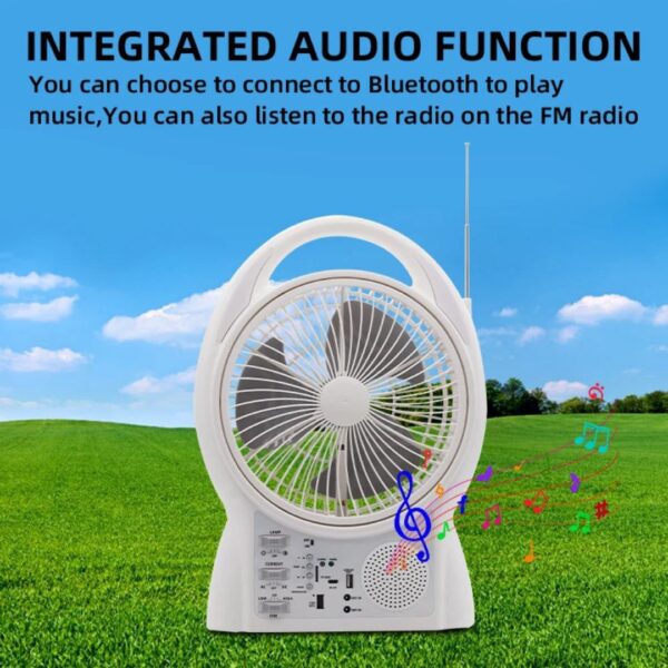 Rechargeable Fan with LED Light: GD-8029 Solar Electric Emergency Fan