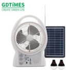 Rechargeable Fan with LED Light: GD-8029 Solar Electric Emergency Fan