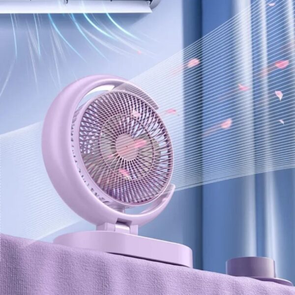 Rechargeable Fan with Light (Half-Moon Design, 4-Speed)