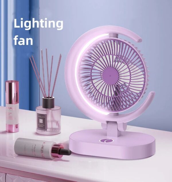 Rechargeable Fan with Light (Half-Moon Design, 4-Speed)