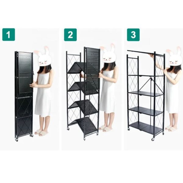 5 Tier Foldable Metal Storage Rack / Trolley