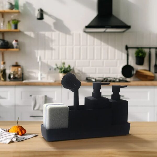 Kitchen Sponge Set / Sink Organizer with Dual Soap Dispensers
