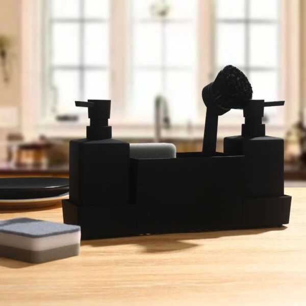 Kitchen Sponge Set / Sink Organizer with Dual Soap Dispensers