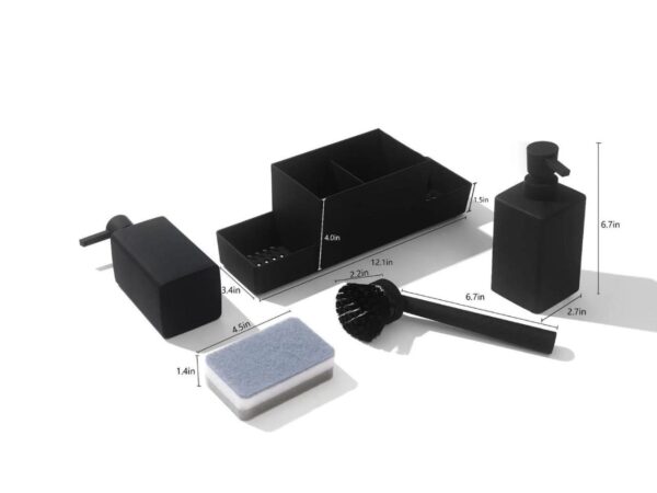 Kitchen Sponge Set / Sink Organizer with Dual Soap Dispensers