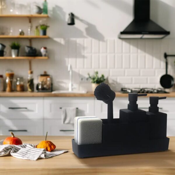 Kitchen Sponge Set / Sink Organizer with Dual Soap Dispensers
