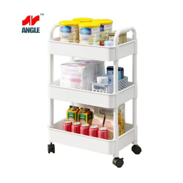 3 Layer Plastic Storage Rack (3-Tier Rolling Cart)