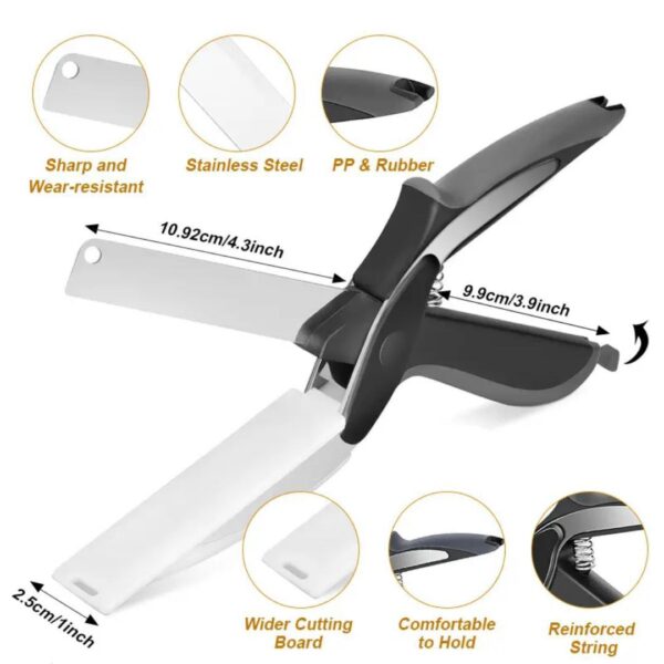 Food Cutter Chopper / Clever Stainless Steel Knife with Cutting Board Built-in