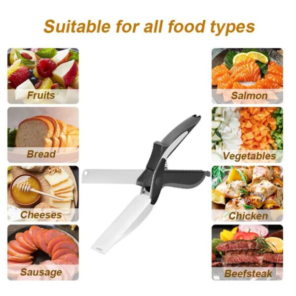Food Cutter Chopper / Clever Stainless Steel Knife with Cutting Board Built-in