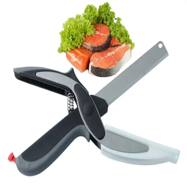 Food Cutter Chopper / Clever Stainless Steel Knife with Cutting Board Built-in