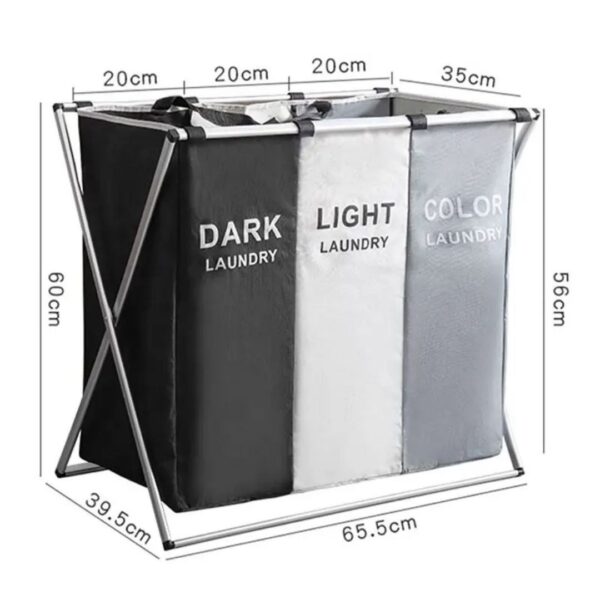 Foldable Laundry Bag (3-Section Sorting Hamper)