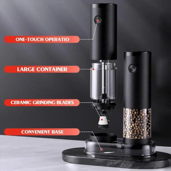 Double Rechargeable Spice Grinder Set (Electric Salt and Pepper Mills)