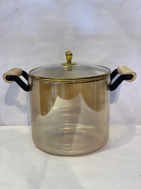 5.5 Liters Borosilicate Glass Cooking Pot with Wooden Handles