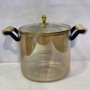 5.5 Liters Borosilicate Glass Cooking Pot with Wooden Handles