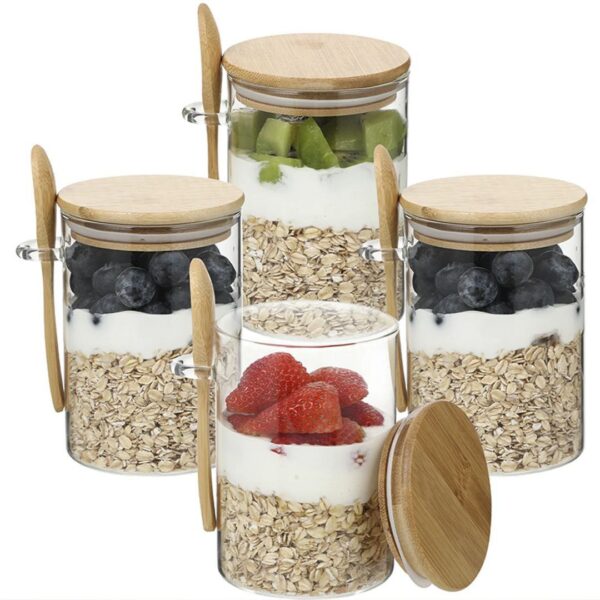 18oz Glass Prepping Jar Set for Overnight Oats (Yolowe Home)