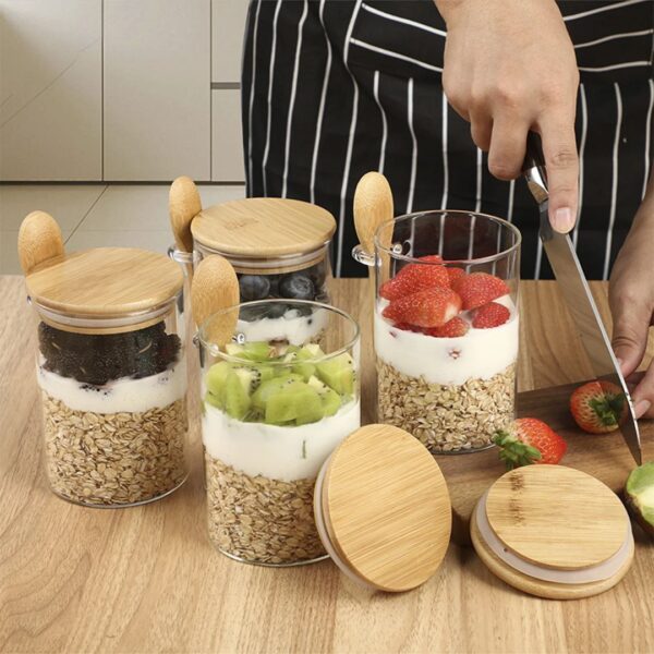 18oz Glass Prepping Jar Set for Overnight Oats (Yolowe Home)