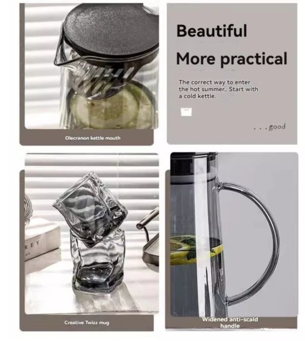 1500ml Glass Water Pitcher Set with Matching Glasses