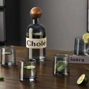 Cholé 5-Piece Glass Jug Set with Wooden Ball Stopper