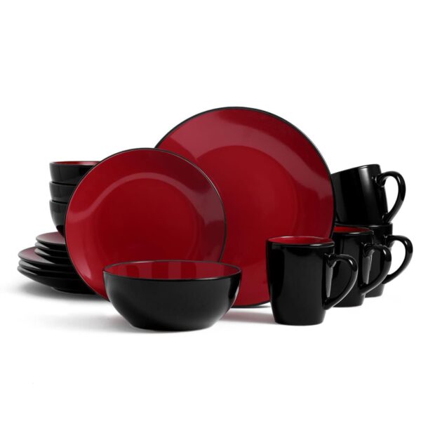16 Pcs Dinner Set (Bestone Red and Black Stoneware)