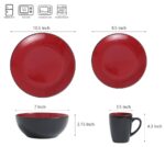 16 Pcs Dinner Set (Bestone Red and Black Stoneware)