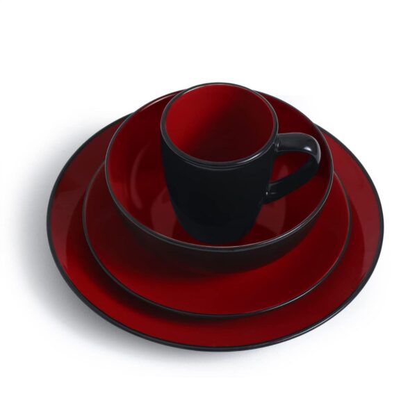 16 Pcs Dinner Set (Bestone Red and Black Stoneware)