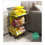 4 Tier Stackable Metal Wire Storage Trolley / Utility Cart