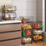 4 Tier Stackable Metal Wire Storage Trolley / Utility Cart