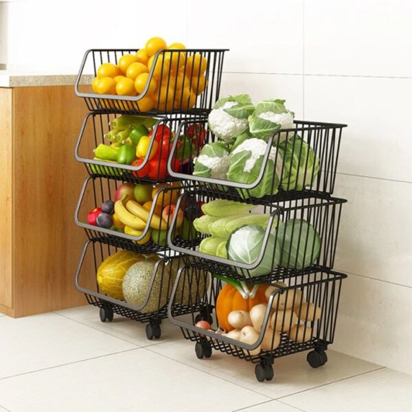 4 Tier Stackable Metal Wire Storage Trolley / Utility Cart