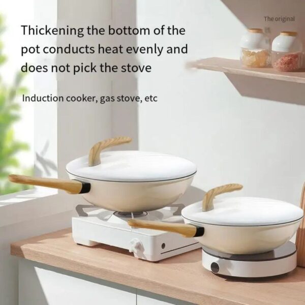 32 cm Granite Wok Pan / Medical Stone Non-Stick Frying Pan with Lid