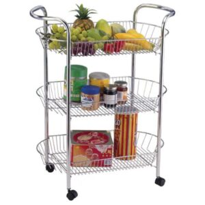 3 Tier Metallic Storage Rack / Utility Cart with Wheels