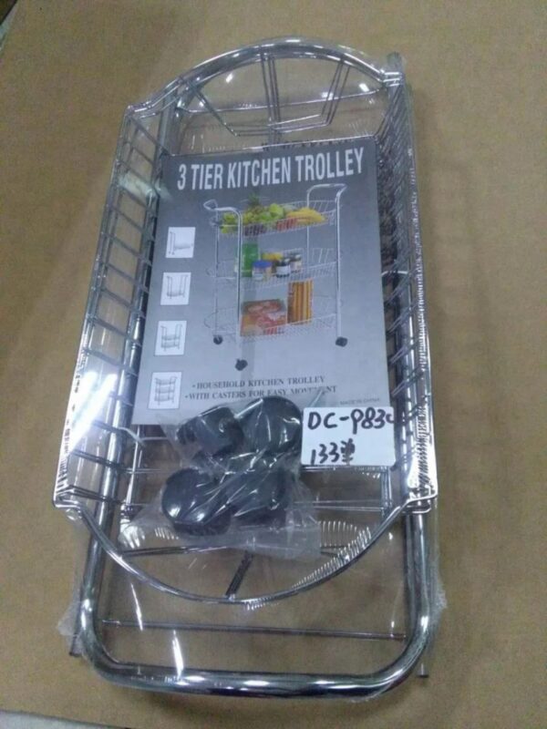 3 Tier Metallic Storage Rack / Utility Cart with Wheels