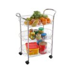 3 Tier Metallic Storage Rack / Utility Cart with Wheels