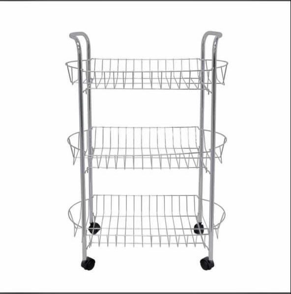 3 Tier Metallic Storage Rack / Utility Cart with Wheels