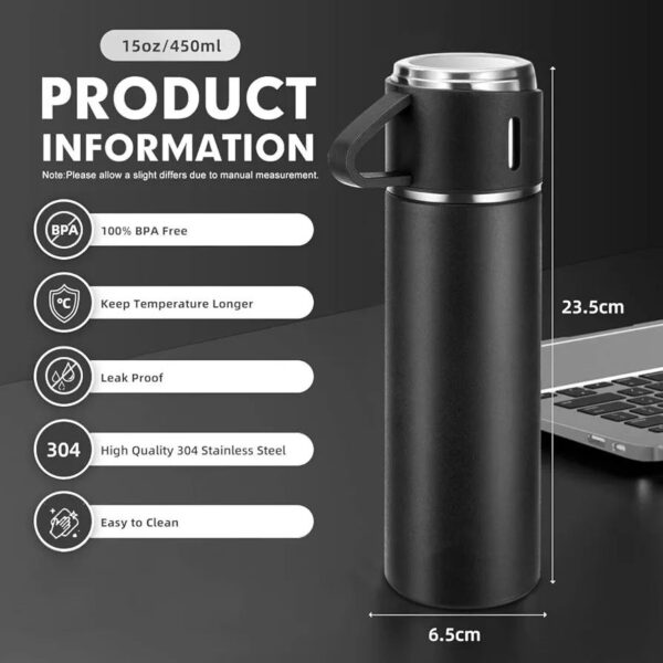 Insulated Vacuum Flask Set with Cups