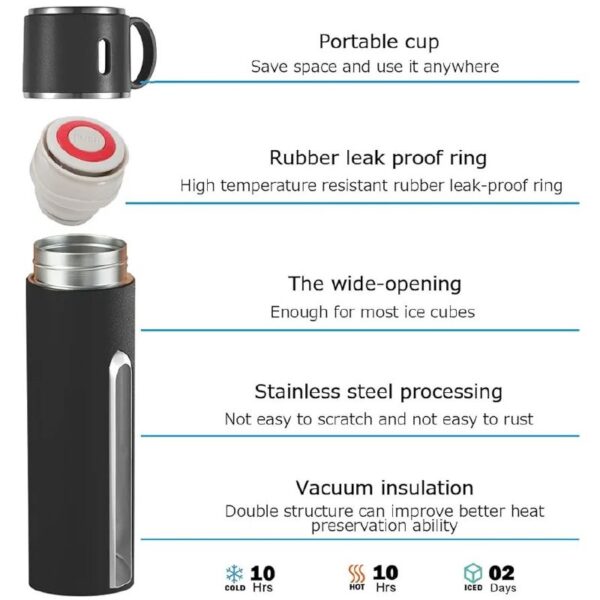 Insulated Vacuum Flask Set with Cups
