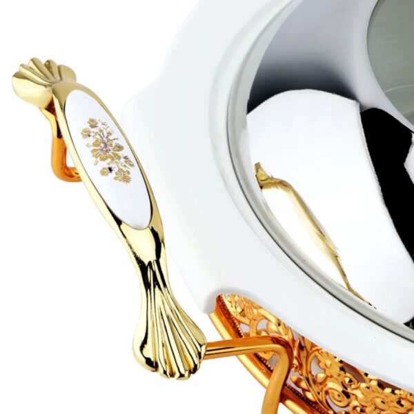 2 Liters Luxury Round Chafing Dish Buffet Set (Golden Pattern)