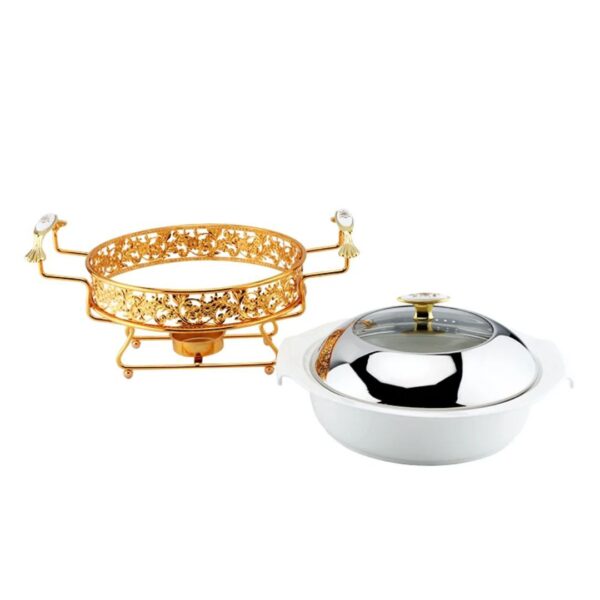 2 Liters Luxury Round Chafing Dish Buffet Set (Golden Pattern)