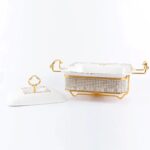 2.8 Liters Luxury Ceramic Chafing Dish Buffet Set with Gold Accents