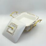 2.8 Liters Luxury Ceramic Chafing Dish Buffet Set with Gold Accents