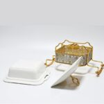 2.8 Liters Luxury Ceramic Chafing Dish Buffet Set with Gold Accents