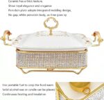 2.8 Liters Luxury Ceramic Chafing Dish Buffet Set with Gold Accents