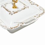 2.8 Liters Luxury Ceramic Chafing Dish Buffet Set with Gold Accents