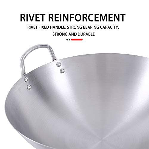 50cm Stainless Steel Wok Pan with Dual Handles