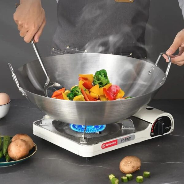 50cm Stainless Steel Wok Pan with Dual Handles