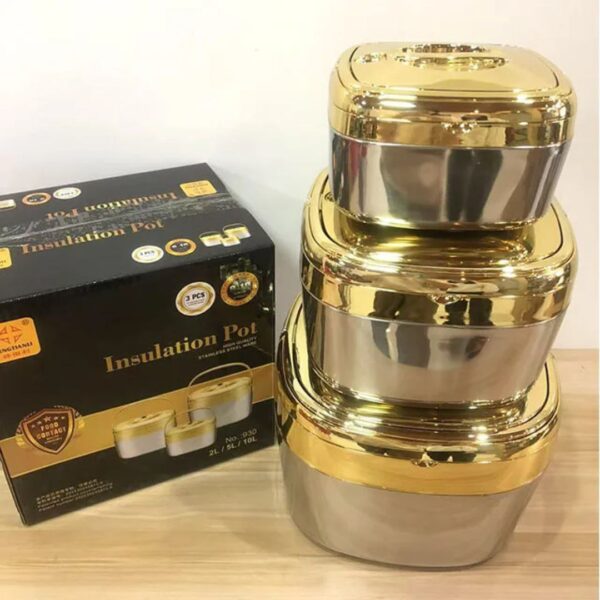 3 Pcs Luxury Stainless Steel Insulated Food Warmer Set