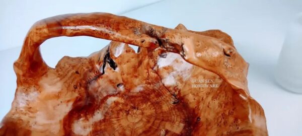 40-44cm Wooden Basket Bowl with Handle (Burl Root Wood)