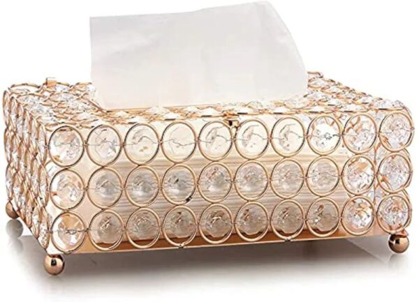 Crystal Luxury Tissue Holder / Box Cover (Gold Finish)