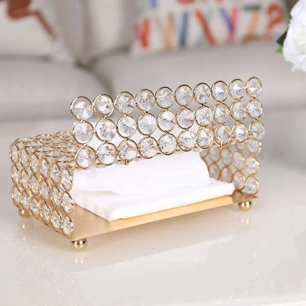 Crystal Luxury Tissue Holder / Box Cover (Gold Finish)